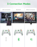 Winkoo Manette PC PS3 sans Fil Rechargeable, 9013PRO Manette Switch Pro sans Fil Bluetooth, Manette PC pour Téléphones Android iOS, Android TV Box et Tesla, Blanc Vert