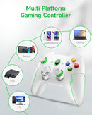 Winkoo Manette PC PS3 sans Fil Rechargeable, 9013PRO Manette Switch Pro sans Fil Bluetooth, Manette PC pour Téléphones Android iOS, Android TV Box et Tesla, Blanc Vert