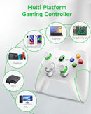 Winkoo Manette PC PS3 sans Fil Rechargeable, 9013PRO Manette Switch Pro sans Fil Bluetooth, Manette PC pour Téléphones Android iOS, Android TV Box et Tesla, Blanc Vert