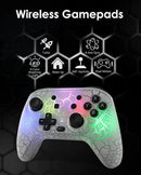 WINKOO MANETTE SWITCH, MANETTE BLUETOOTH SWITCH PRO SANS FIL POUR SWITCH/SWITCH LITE/SWITCH OLED/PC, MANETTE FILAIRE POUR PC WINDOWS 11/10/7/8.1/8/XP AVEC DOUBLE VIBRATION ET TURBO(BLANC)