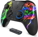 Manette PC/PS3 sans Fil Rechargeable, Manette PC, Manette PS3 avec Double Vibration et Turbo, Compatible pour PC, PS3 et Nintendo Switch, Multicolore