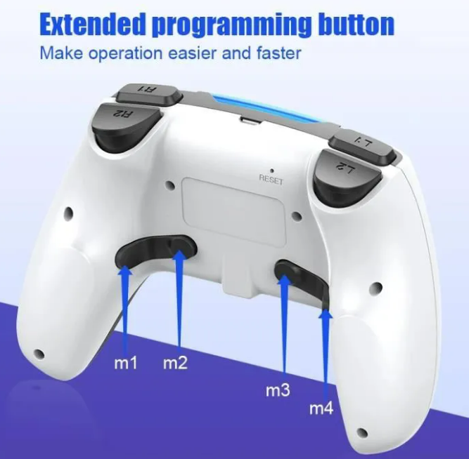 Manette de jeu sans fil PS4 4.0 Écran tactile de vibration Bluetooth Contrôleur PS4 Clé étendue arrière | Blanc