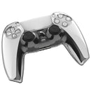 Coque de protection transparente pour manette Ps5 vu de face avec manette