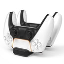 Station de Recharge Portable pour manette PS5, Chargeur Double pour manette PS5 avec 2 Ports de Charge Amovibles de Type C, Blanc et Noir