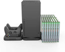 Socle pour Xbox avec station de charge double pour manettes et rangement pour jeux