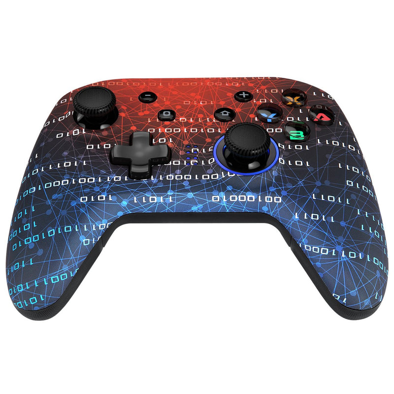 manette de jeu universelle sans fil bluetooth pour nintendo switch pro lite pc couleur rouge bleu binaire vue de haut